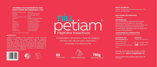 Suscripción + Botella de Regalo NiuPetiam® Sabor Maracuyá - 60 porciones (780g) - Recibe Cada 2 Meses - NiuPetiam