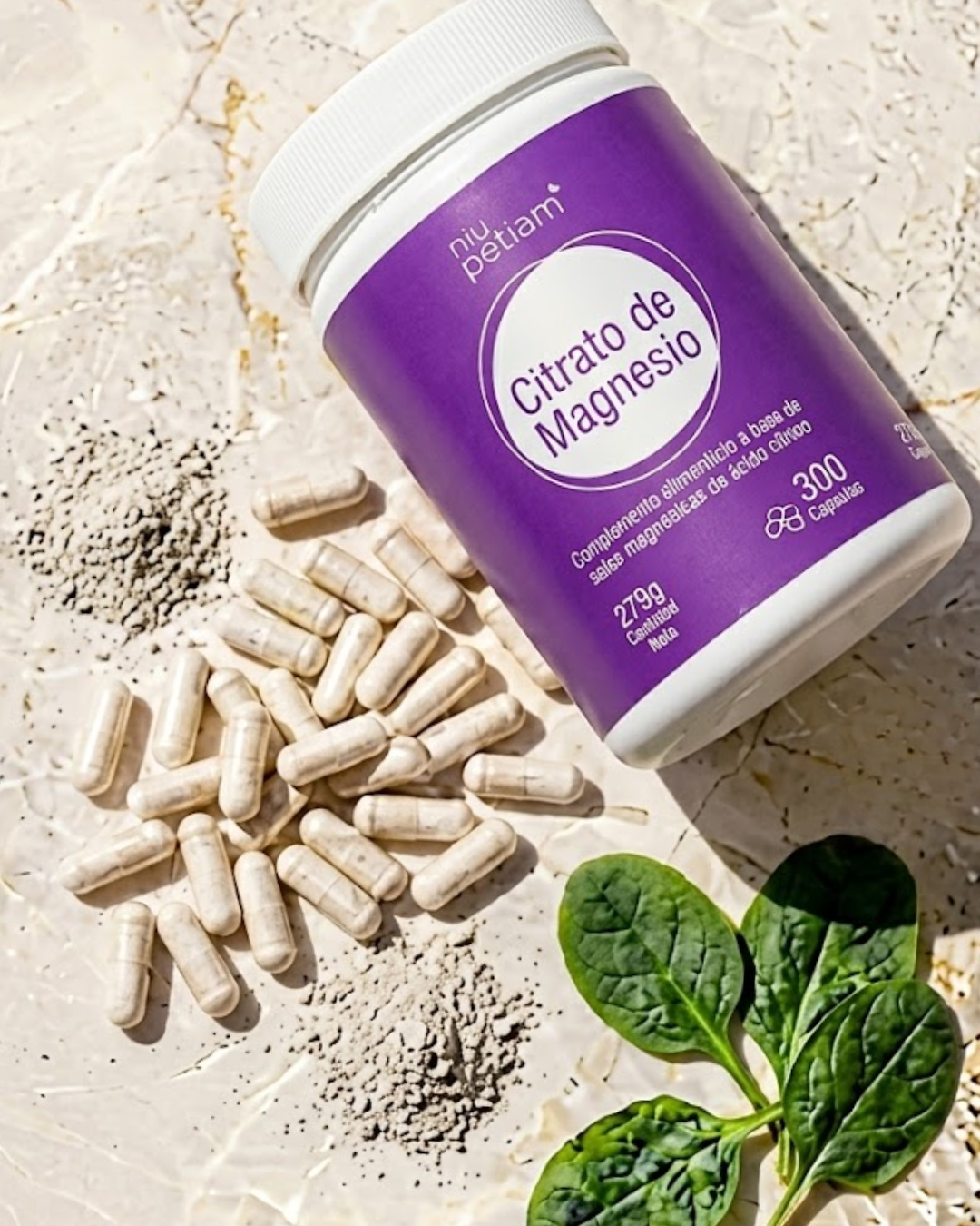 Infografía de beneficios de NiuPetiam citrato de magnesio 750 mg, 300 cápsulas veganas – NiuPetiam