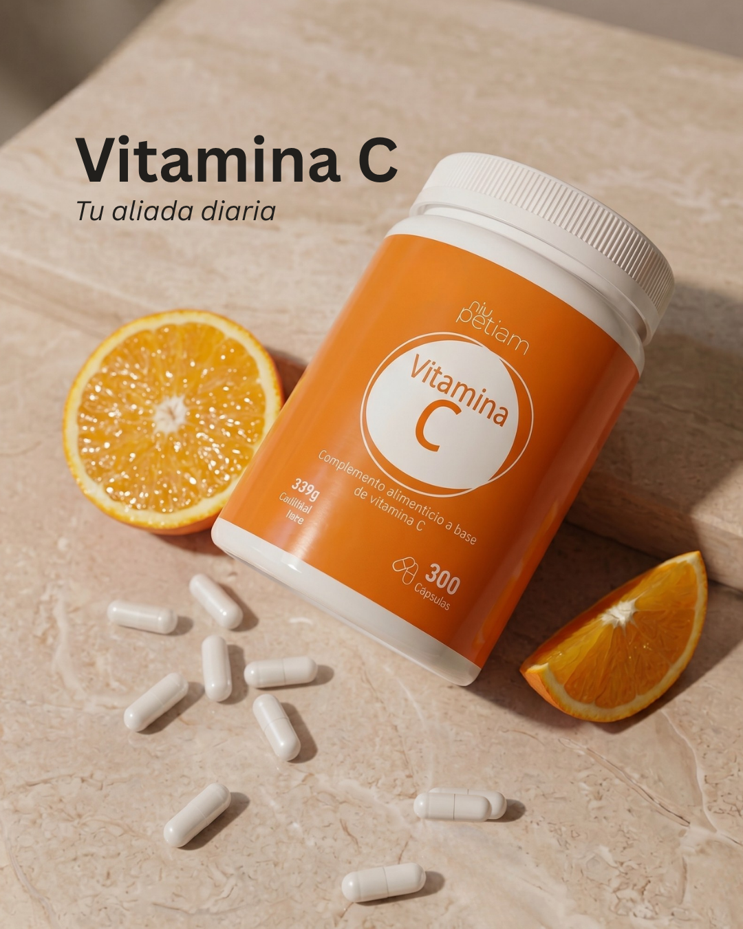 Vitamina C (ácido ascórbico) 1g, 300 Cápsulas veganas