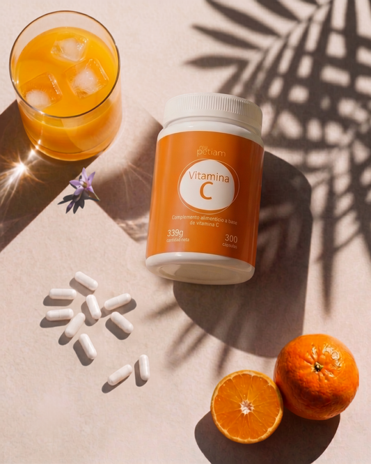 Infografía de beneficios de NiuPetiam vitamina C (ácido ascórbico) 1000 mg, 300 cápsulas veganas – NiuPetiam