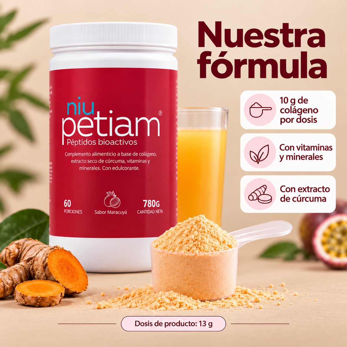 NiuPetiam® Sabor Maracuyá 780g.