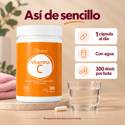 Vitamina C (ácido ascórbico) 1g, 300 Cápsulas veganas