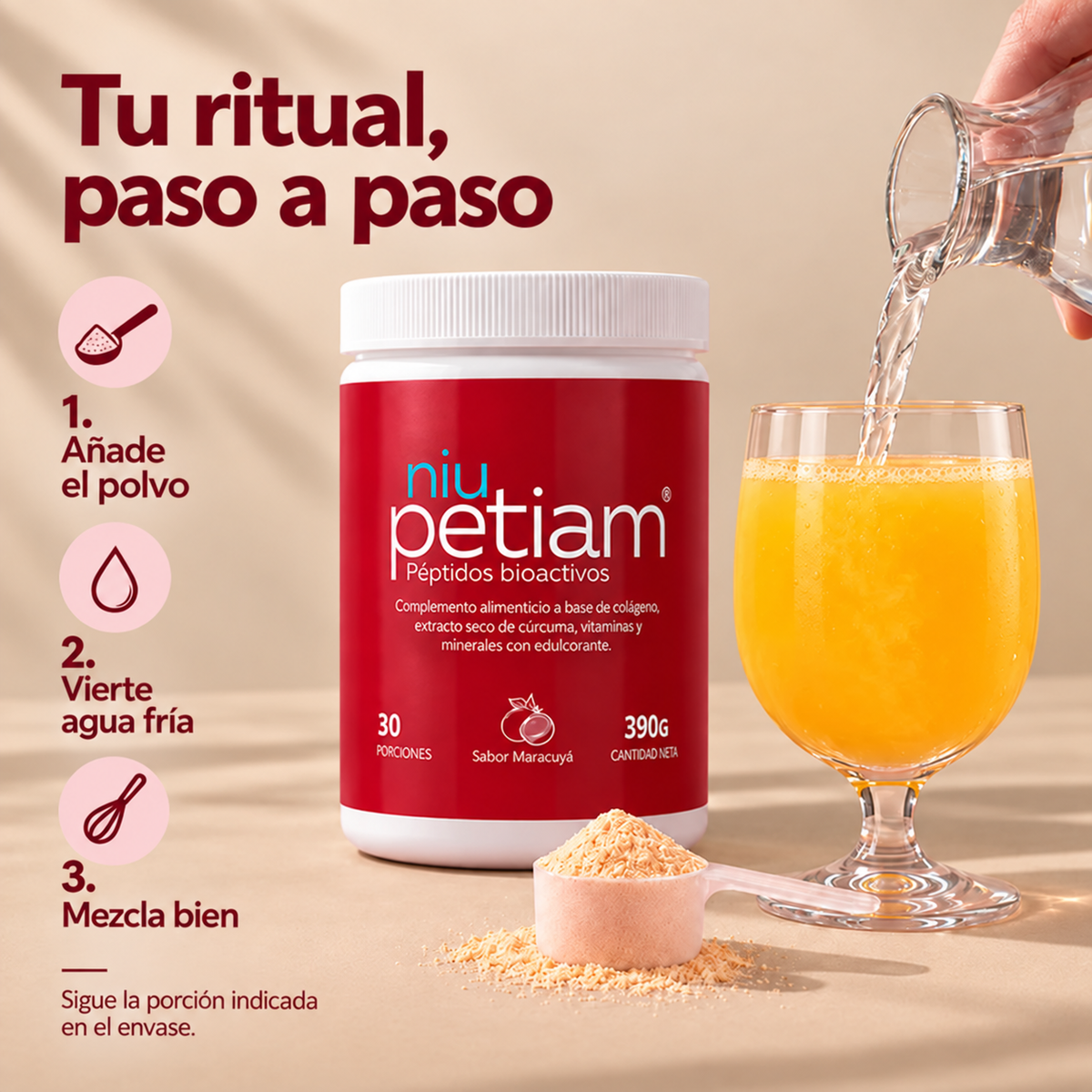 NiuPetiam® Sabor Maracuyá 390g.