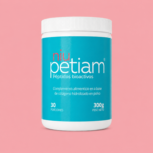NiuPetiam Sin Sabor 300g - bote sobre fondo rosa pastel
