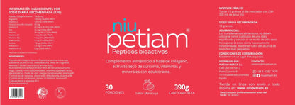 NiuPetiam® Sabor Maracuyá - Péptidos Bioactivos de Colágeno Hidrolizado 30 porciones (390g) - NiuPetiam