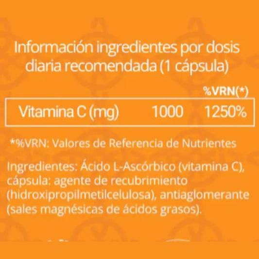 Vitamina C (ácido ascórbico) 1g, 300 Cápsulas veganas