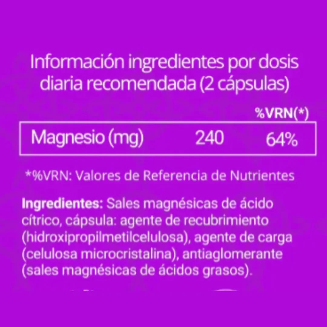 Citrato de Magnesio 750mg , Bote 300 Cápsulas Veganas