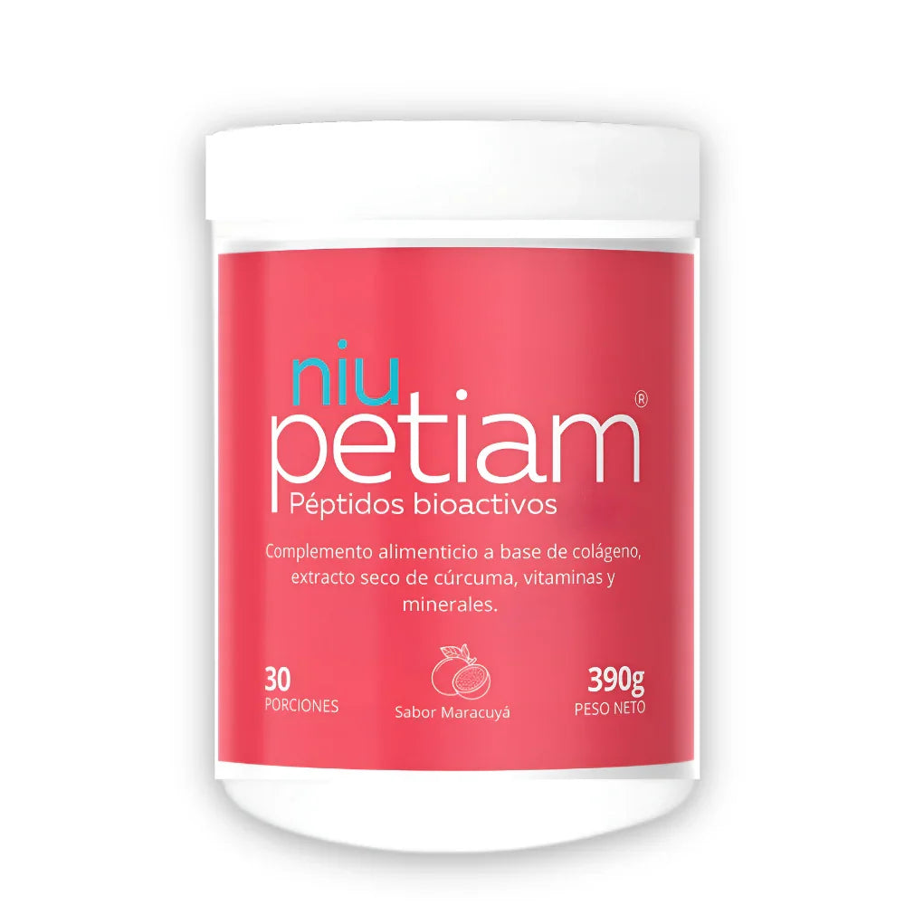 NiuPetiam® Sabor Maracuyá - Péptidos Bioactivos de Colágeno Hidrolizado 30 porciones (390g)