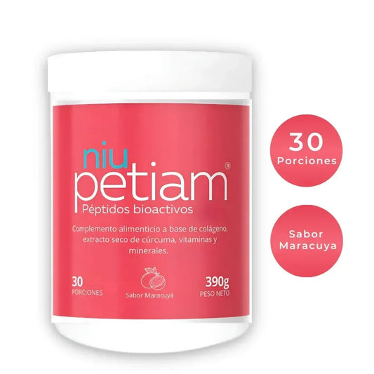 NiuPetiam® Sabor Maracuyá - Péptidos Bioactivos de Colágeno Hidrolizado 30 porciones (390g) - NiuPetiam