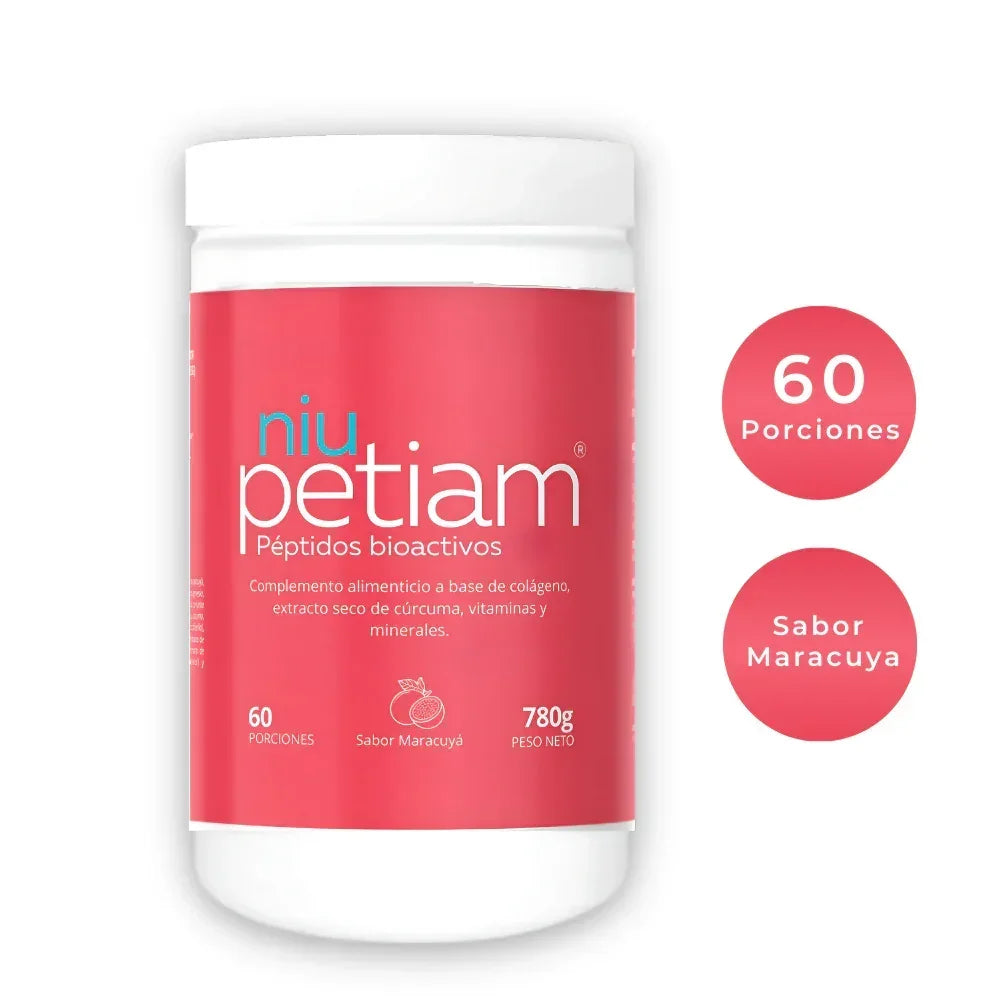 NiuPetiam® Sabor Maracuyá - Péptidos Bioactivos de Colágeno Hidrolizado 60 porciones (780g)
