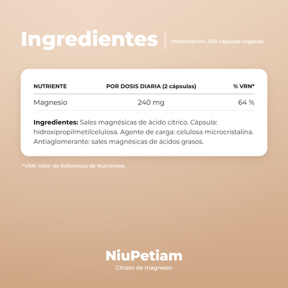 Ingredientes Citrato de Magnesio NiuPetiam
