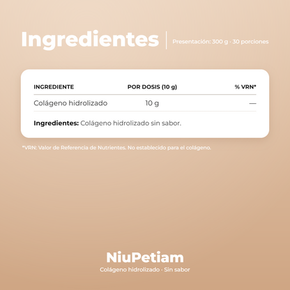 Ingredientes NiuPetiam Sin Sabor 300 g