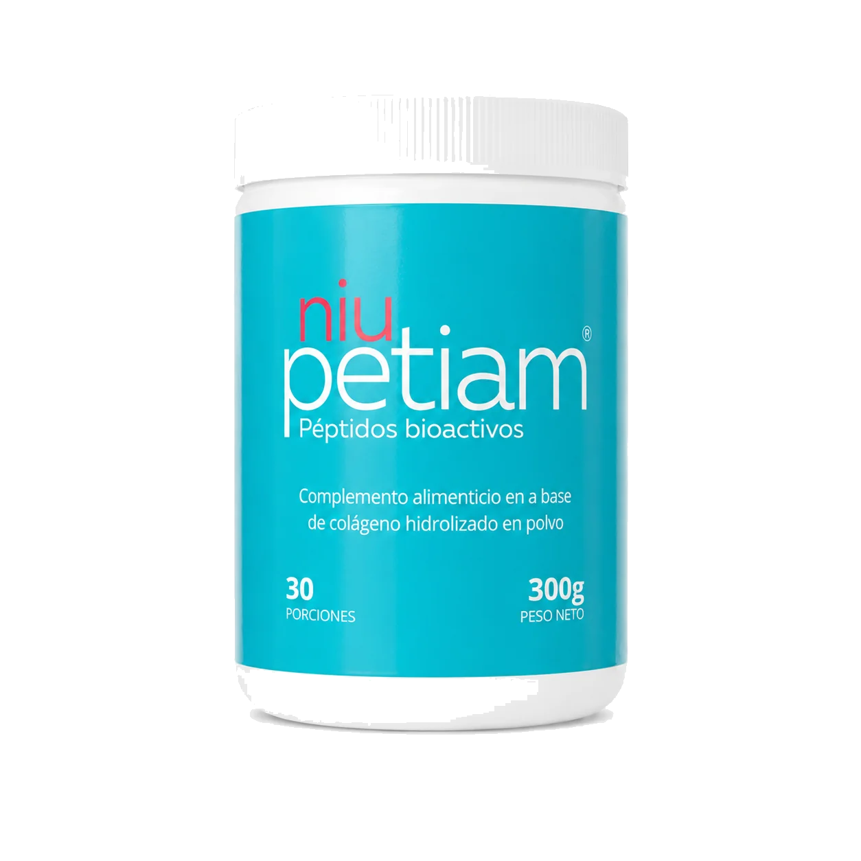 Foto de producto: NiuPetiam colágeno hidrolizado instantáneo sin sabor 30 porciones (300g), fondo transparente – NiuPetiam